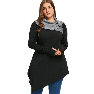 

Plus Size Thumb Hole Asymmetrical Tunic Top