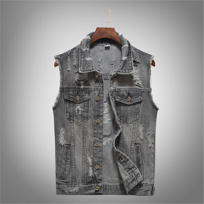 

Toponeto Mens New Fashion Denim Vest Casual Cowboy Jacket In Shoulder Blouse