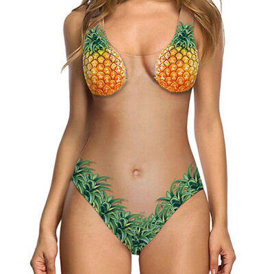 

US Sexy Funny Joke Chest Printed Women Swimsuit Bathing suit Swimwear Bodysuit