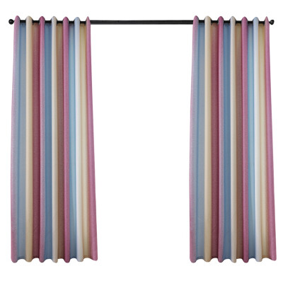 

High Shading Punched Window Curtain Nordic Color Striped Blackout Cotton Line Curtain for Living Room Bedroom Decoration