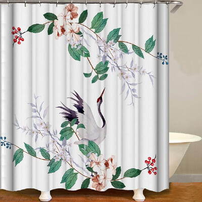 

Shower Curtain Flowers Trees Print Blackout Curtains Waterproof Mildew-proof Bathroom Curtain 71"x71"