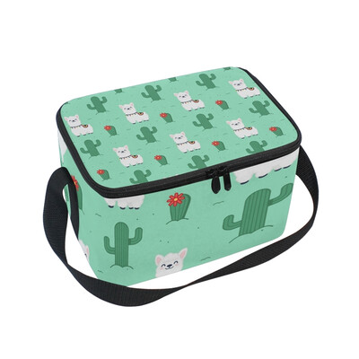 

Lunch Box Insulated Lunch Bag Large Cooler Alpaca Smile Tote Bagfor Kids Men Women