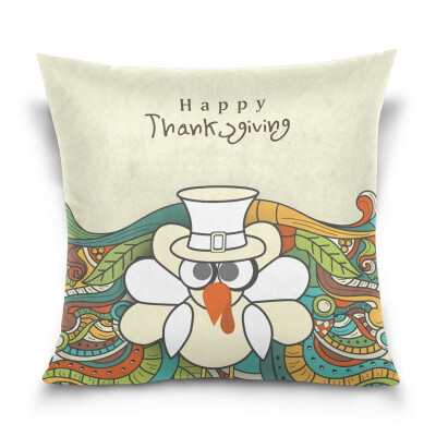 

ALAZA Thanksgiving Throw Pillow Cover 16 X 16 inch Cushion Cover with Turkey For Thanksgiving Printed Pillowcase