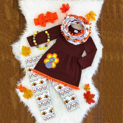 

Kids Baby Girls Turkey Outfits Clothes Dress Tops ShirtPants Thanksgiving Day