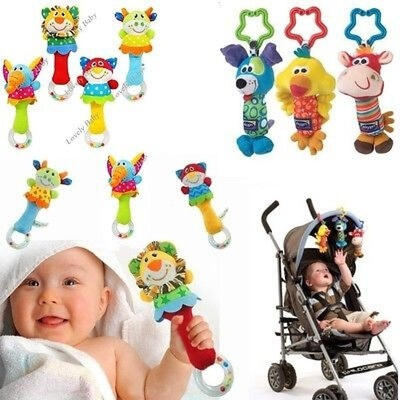 

Lovely Baby Infant Kid&acutes Soft Animal Handbell Rattles Handle Developmental Toy