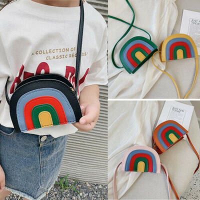 

Baby Kid Girls PU Rainbow Shoulder Bag Messenger Handbag Crossbody Purse Satchel