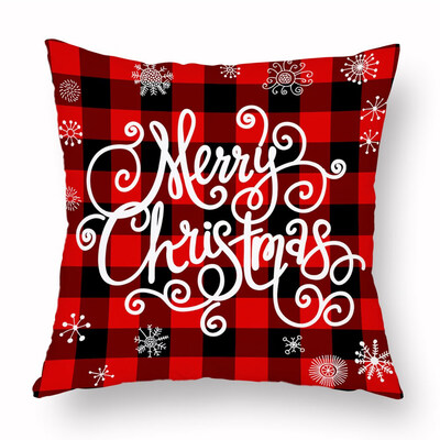 

Merry Christmas Elk Christmas Tree Snowflake Plaid Pillow Covers Holiday Sofa Throw Cushion Case Xmas Decor