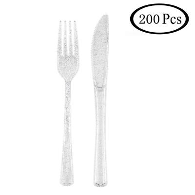 

200 Pcs Plastic Picnic Catering Restaurant Flatware Party Set