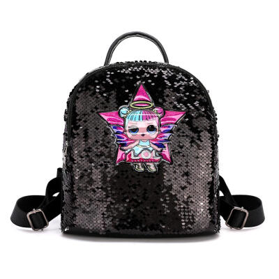 

Glitter Women Sequins Backpack Girls Cartoon Star Travel Shoulder Schoolbag