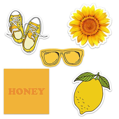 

〖Follure〗Cute Yellow Vinyl Laptop&Water Bottle Decal Sticker Pack for Girls 5PC