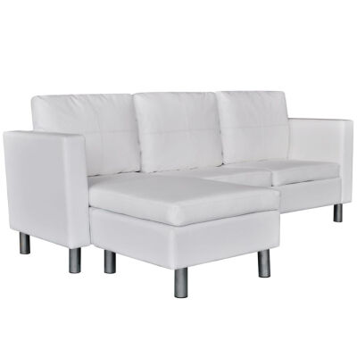 

Sectional Sofa 3-Seater Artificial Leather White
