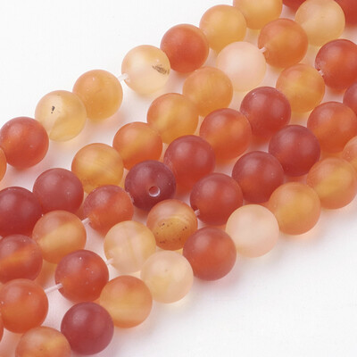 

Natural Carnelian Bead Strands Round Frosted 665mm Hole 1mm about 60pcsstrand 14938cm