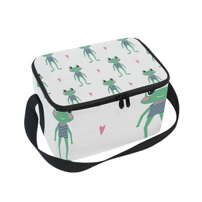 

ALAZA Insulated Lunch Box Lovely Frog Pattern Lunch Bag for Men Women Portable Tote Bag Cooler Bag