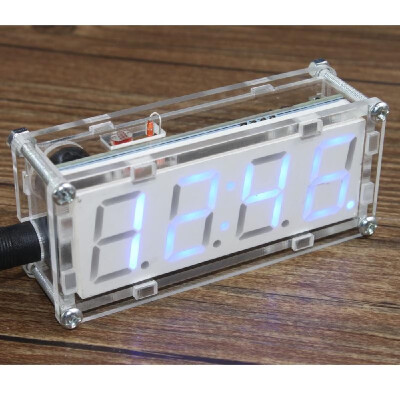 

4-Digit DIY LED Electronic Clock Kit Microcontroller 08inch Digital Tube Clock with Thermometer Hourly Chime Function DIY Kit Mod