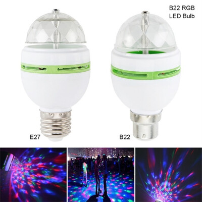 

3W E27 B22 Rotating LED Stage Light RGB Crystal Ball Bulbs Disco Party Bulb