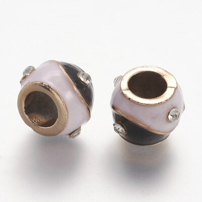 

Alloy European Enamel Beads with Rhinestone Rondelle Colorful 11x85mm Hole 5mm