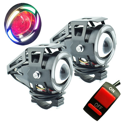 

1Pair U7 LED Motorcycle Headlight 12V 125W fog lights Multicolor Fashion Motorbike Headlamp auxiliary driving lamp