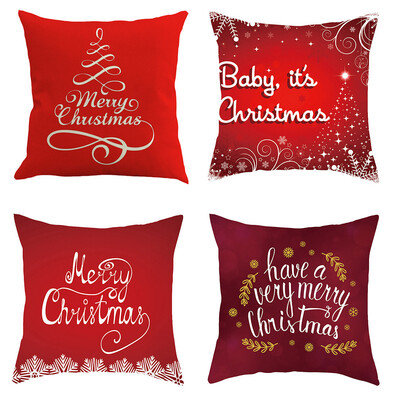 

Siaonvr 4PC Merry Christmas Short Plush Pillowcase Sofa Pad Set Home Decoration 18x18 In