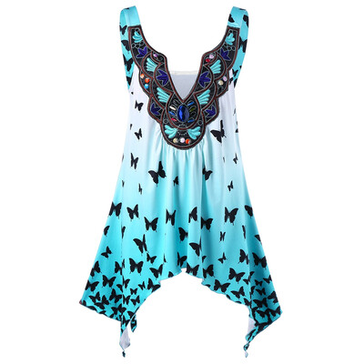 

Plus Size Ombre Butterfly Asymmetrical Tank Top