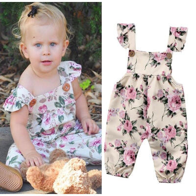 

Newborn Infant Kids Girl Flower Strap Romper Jumpsuit Playsuit Outfit Clothes UK