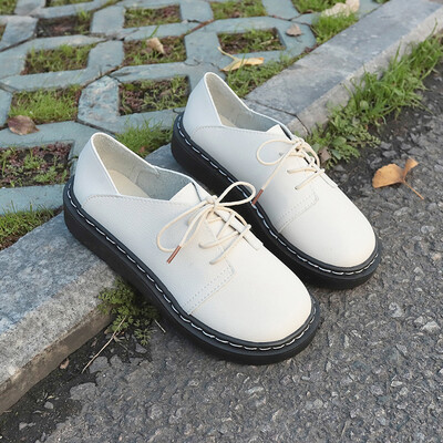 

Black soft sister little leather shoes female Yinglun 2019 new spring Korean version 100 lap thick sole fastening single shoes