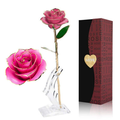 

Love 24K Gold Foil Rose Permanent Flower With Bracket Gift for Valentines Day Mothers Day Anniversary Birthday Party Decor