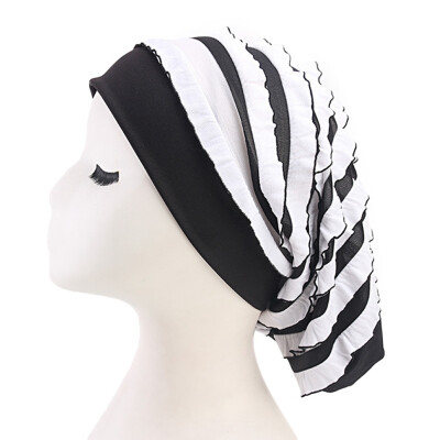 

Muslim Women Elastic Turban Hijab Hat Stripes Cancer Chemo Cap Head Scarf