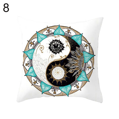 

Mandala Arabesque Flower Yin Yang Pillow Case Cushion Cover Chair Sofa Decor