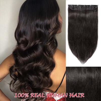 

100 Human Hair Clip In Hair Extensions 9 Colors Can Curly Dyed Washed 1 Piece5 Clips