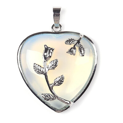 

Heart Flower Natural Quartz Crystal Gem Pendant Chain Women Magic Vogue