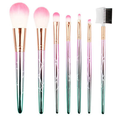 

7 Pcs Starry Makeup Brushes Kit Gradient Pattern Green Fashion Facial Blusher Loose Powder Eyebrow Make Up Brush Set