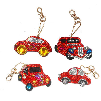 

Siaonvr 4Pcs DIY Toy Car 5D Diamond Painting KeyRing Key Chain Pendant Gift