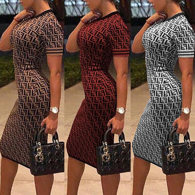 

Women Sexy Digital Print Commuter Dress Sim Pencil Mid Dress Women long dresses elegant