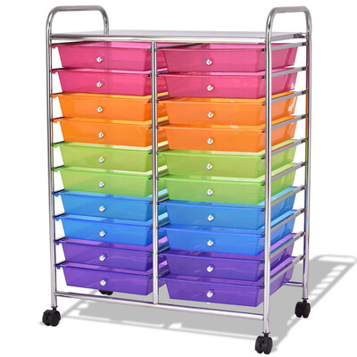 

Mutli Color 20 Drawers Studio Storage Rolling Cart