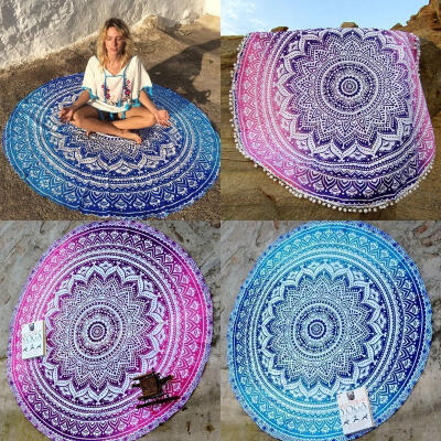 

Indian Mandala Round Tapestry Wall Hanging Beach Throw Towel Yoga Mat Boho Decor 57 Inches