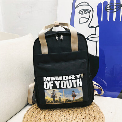 

Ins schoolbags women Korean version of high school students Chaobai campus simple Baitaoshen Department of Guzhuangmaiden shoulder