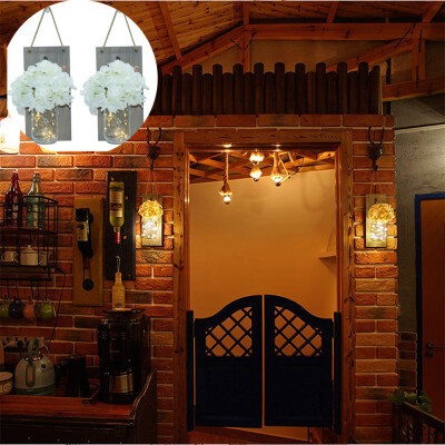 

〖Follure〗Country Rustic Mason Jar Wall Sconce Hanging Mason Jar Sconces With Led Fairy Lights