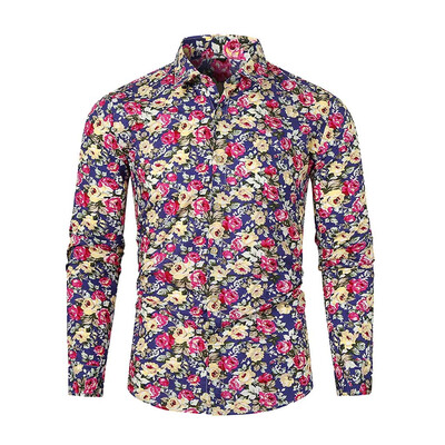 

Tailored Mens Autumn Winter Casual Slim Printed Long Sleeve Shirts Top Beach Blouse