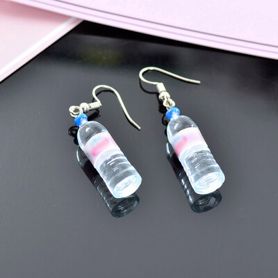 

2 Pairs Creative Personality Mineral Water Bottle Earrings Long Cute Ear Clip On Earring No Ear Hole Earrings Trendy Funny Jewelry