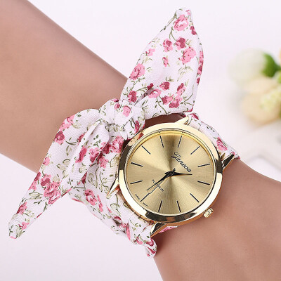 

Women Watches Vogue Floral Strap Wristwatch Womens Jacquard Cloth Quartz Watch Dress Bracelet Relogio Feminino 2018 F