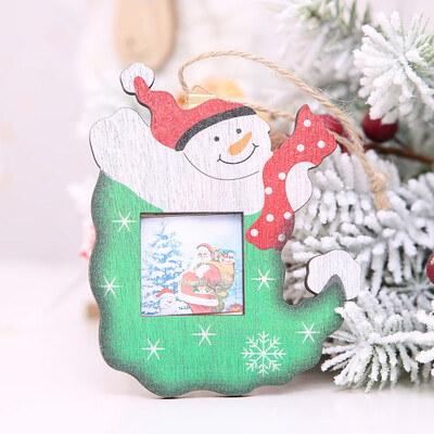 

Gobestart Christmas Photo Frame Pendants Tree Wooden Ornaments Holiday Hanging Decor Gift