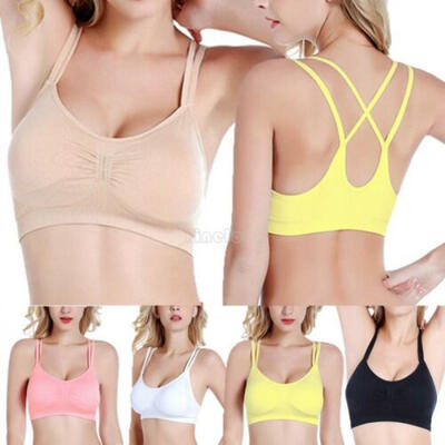 

UK Womens Yoga Sports Running Bra Crop Top Vest Stretch Bras Shaper Padded Sexy