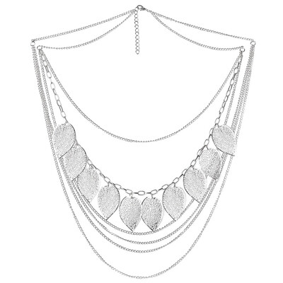 

Women Bohemian Hollow Leaves Multi-layer Pendant Long Chain Necklace Jewelry