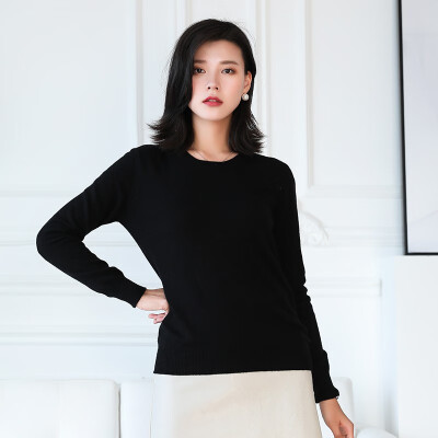 

QIANMUCHUN Womens round neck cashmere sweater Fashion Soft 5784