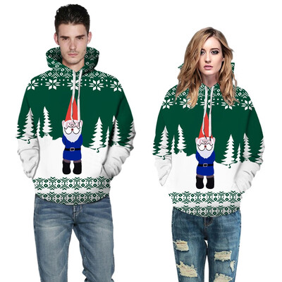

Toponeto Christmas Couples Cap And Long-Sleeved Jacket 3D Printed Long-Sleeved Cap Coat