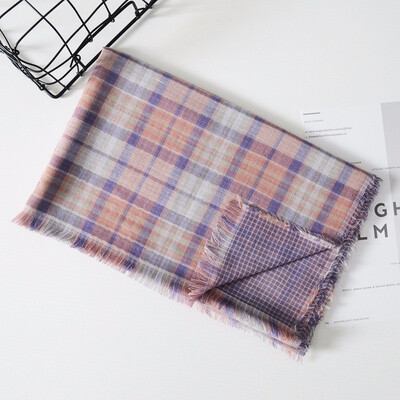 

Guttavalli Women Autumn Fresh Plaids Double Layers Fringes Long Shawl Female Stripe Wrap Winter Chevron Cotton Geometric Scarves