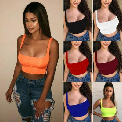 

Womens Sleeveless Summer Bustier Crop Top Vest Casual Tank Tops Blouse T-Shirt