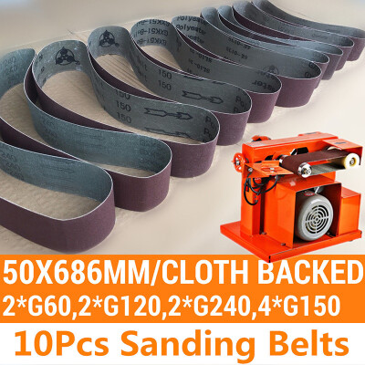 

10Pcs 50x686mm Sanding Belts Mixed 60120150240 Grit Sander File Long Lasting