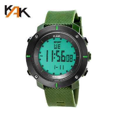 

KAK Fashion Outdoor Sports Clock Climbing Hiking Wristwatch Multi-Functional Big Dial Casual Waterproof Electronic Watch