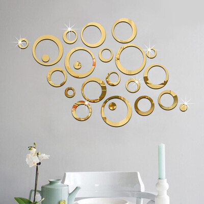 

〖Follure〗23pcs 3D Circles Mirror Wall Sticker DIY Decal Vinyl Mural Home Decor Removable